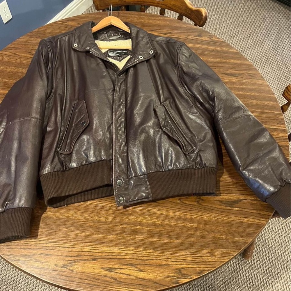Brown leather “Members Only” jacket size 46